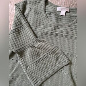 Christopher Banks knit bell sleeve green top M